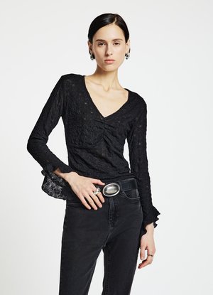 MANICHE FRILL - T-shirt à manches longues - ultrablack