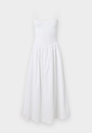 Abercrombie & Fitch SMOCKED DIP WAIST MIDI DRESS - Day dress - white
