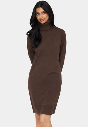 MILA ROLLNECK - Pārliekama kleita - dark oak melange