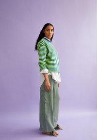 ARMEDANGELS FRANKA STRIPE - Maglietta a manica lunga - super lime dynamo blue