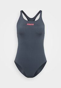 WOMENS TEAM SWIMSUIT PRO SOLID - Uimapuku - asphalt/bright coral