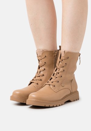 Lace-up ankle boots - beige