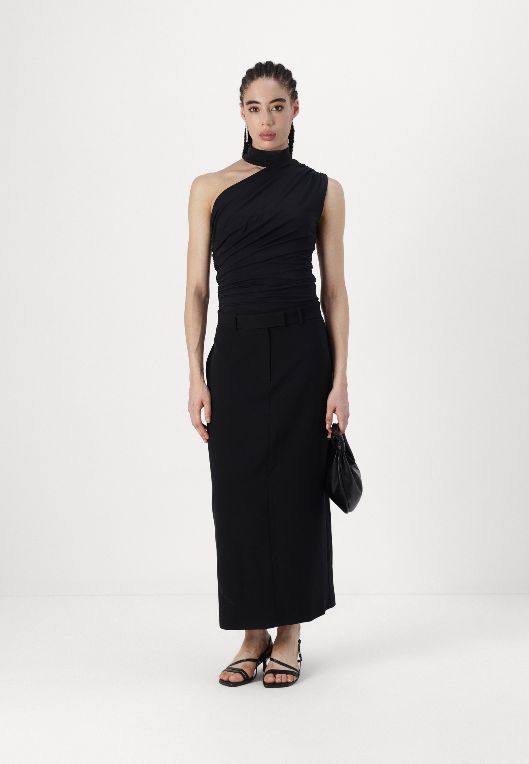 Abercrombie & Fitch TAILORED COLUMN MAXI - Maxi skirt - black