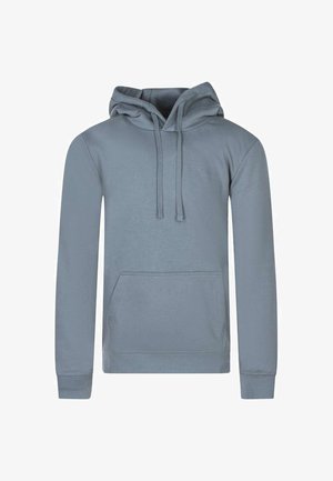 Sweat à capuche bleu clair à enfiler avec poche kangourou devant, capuche à cordon réglable et poignets côtelés aux manches longues.