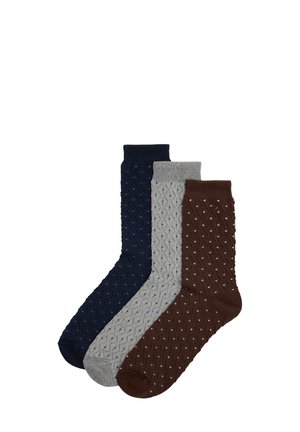 Ysabel Mora, PACK 3 CALCETINES TEXTURIZADOS HOMBRE ESTAMPADO LUNARES - Calcetines - brown