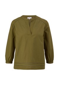 s.Oliver LONGSLEEVE MIT SPITZEN-DETAILS - Camicetta - olivgrün