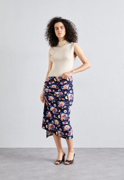 Rabanne JUPE - Átlapolós szoknya - navy/neon