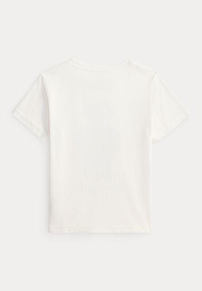 Biała koszulka bawełniana z krótkim rękawem i okrągłym dekoltem, charakteryzująca się gładką fakturą oraz prostym, nieozdobionym wzorem bez widocznych grafik.