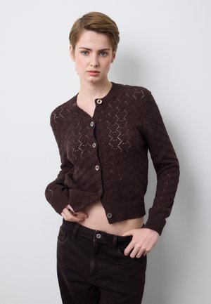 WITH PATTERN - Chaqueta de punto - dark brown