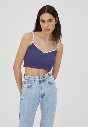 MIT HERZAUSSCHNITT - Top - dark blue