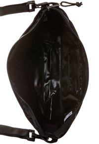 Borsa a tracolla in nylon nero con apertura con zip, dotata di più scomparti interni, texture liscia e robusta tracolla regolabile.