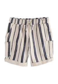 Next - REGULAR FIT -TEXTURED  - Šortai - off white  navy blue stripe Miniatiūros vaizdas 1