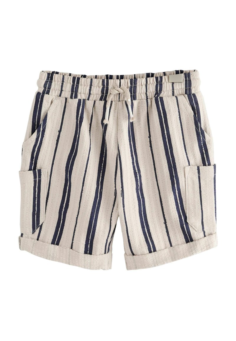 Next - REGULAR FIT -TEXTURED  - Šortai - off white  navy blue stripe, Padidinti
