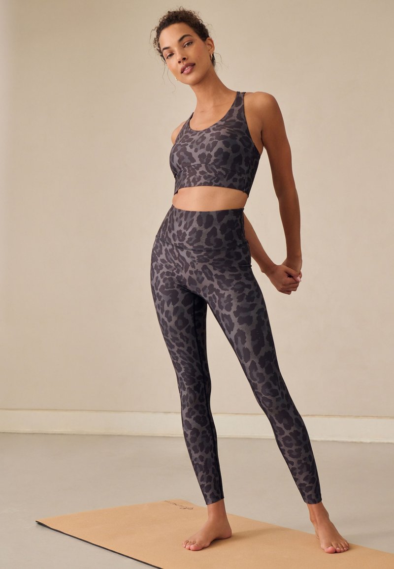 Leggings marron léopard pour femme - Pantalon de yoga