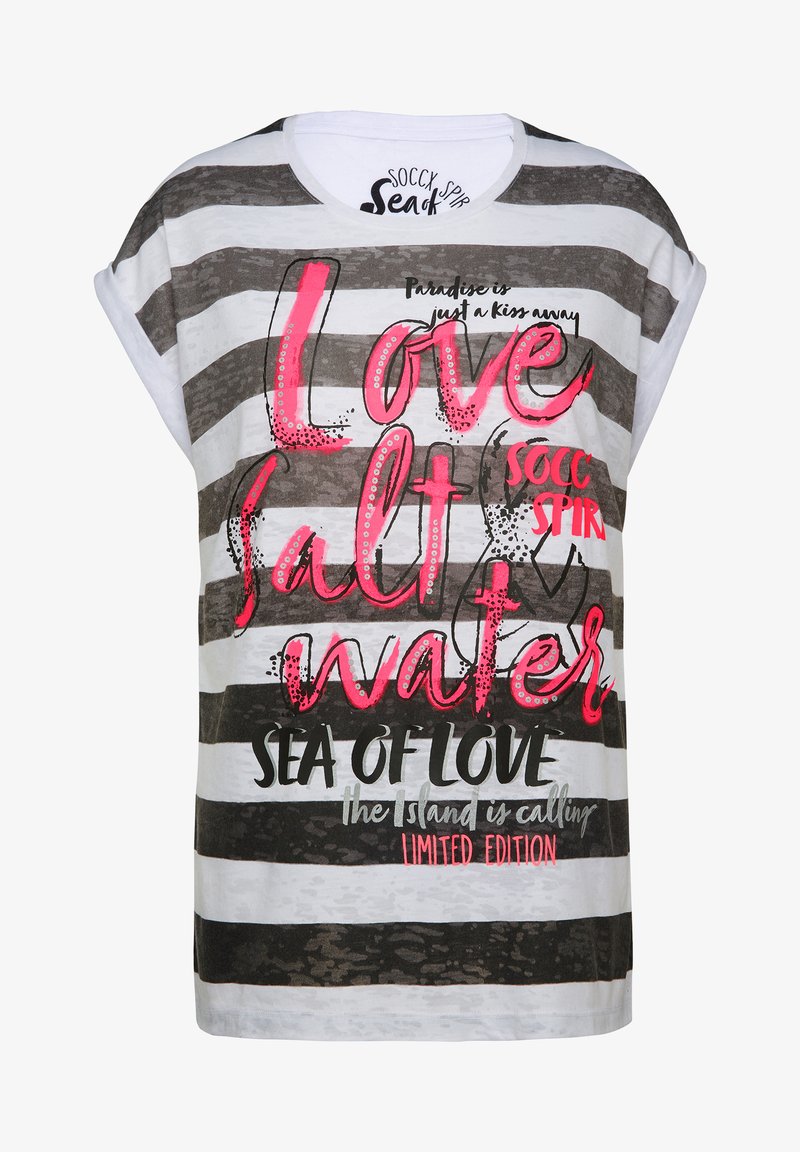 Soccx Mit Ausbrennern Und Artwork Print T Shirt Black Zalando De