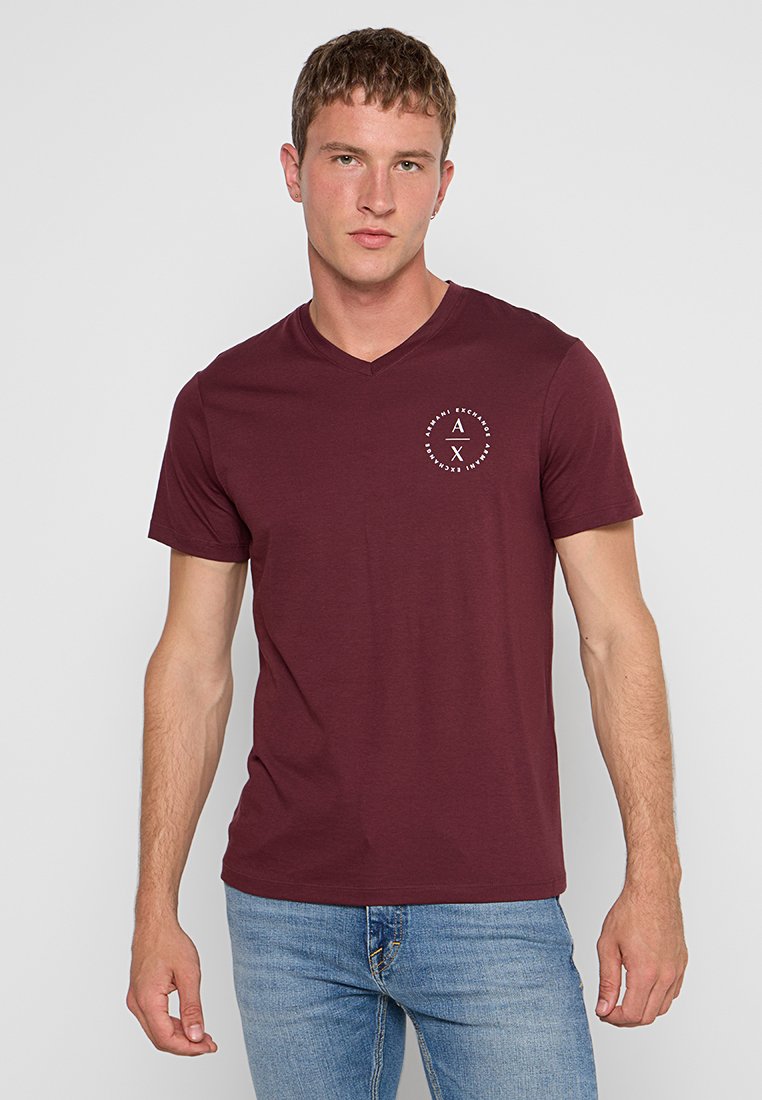 Armani Exchange T-shirt print donkerrood