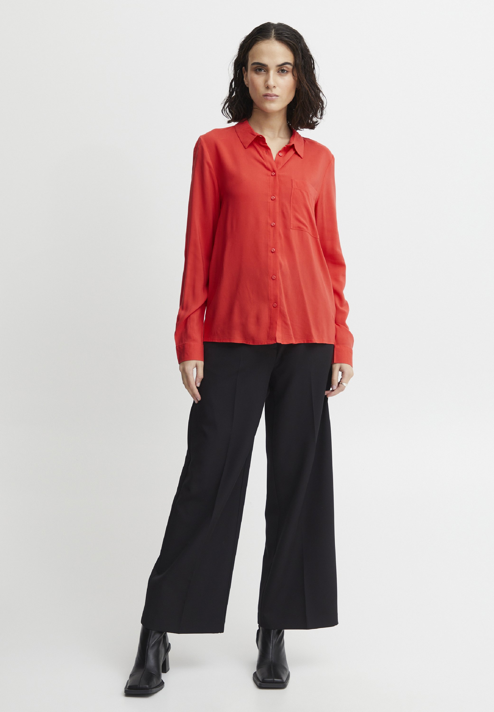 売れ筋商品|||イチ シャツ レディース トップス IHMain - Button-down blouse - poppy red ICHI IHMain - Button-down blouse - poppy red/red - Zalando.ie