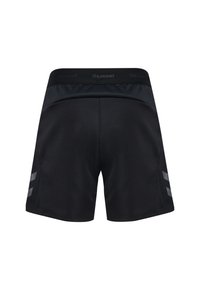 Svarta sportshorts med en slät yta, som har en meshmidja och reflekterande detaljer på sidorna för ökad synlighet.