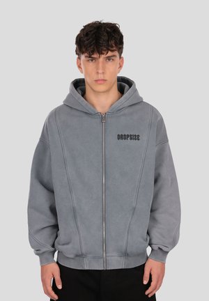 ZIPPER MIT NÄHTEN - Športna jopa s kapuco na zadrgo - grey washed