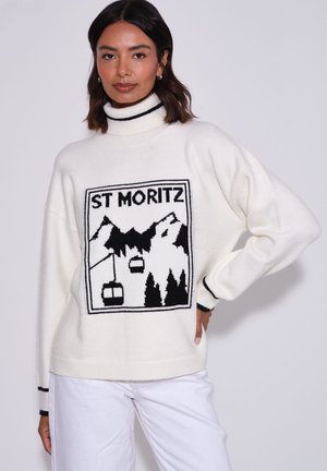 South Beach, KNITTED ST MORTIZ LONG SLEEVE FUNNEL NECK JUMPER - Jumper - cream