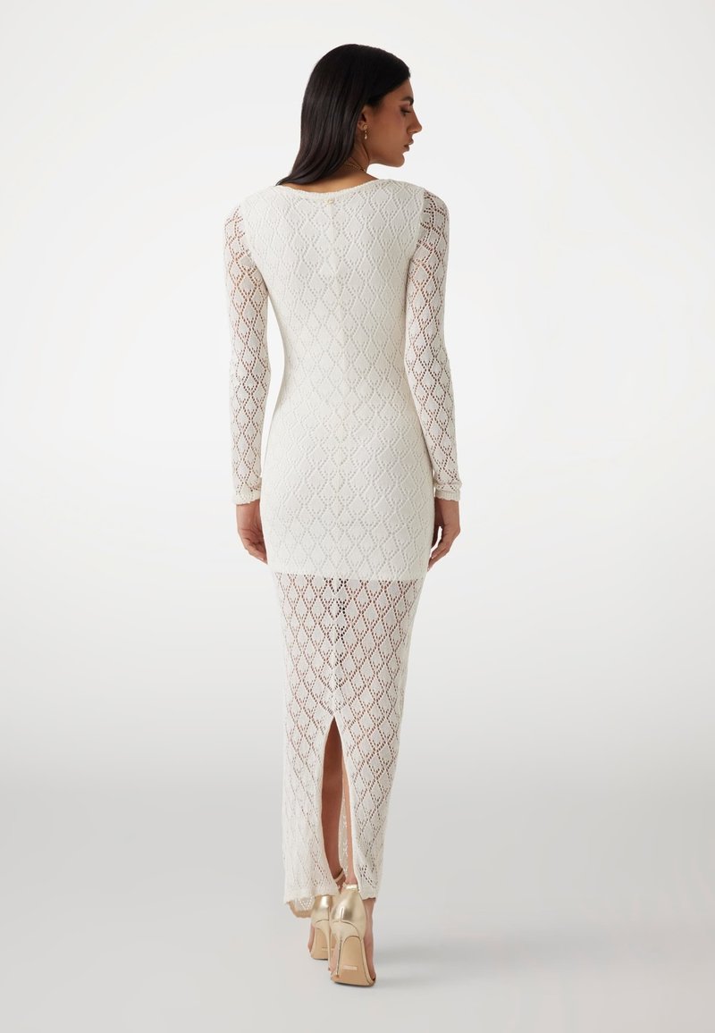 guess white long sleeve dress GUESS Women's White Long Sleeve O-Ring Bodycon Dress - 12 - White