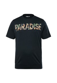 Námořnické tričko s krátkým rukávem se slovem "PARADISE" v tučném, listově zeleném a béžovém tisku. Vyrobeno z měkké bavlny.