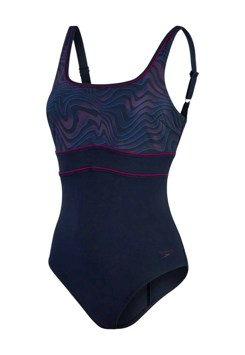 Costume da bagno Speedo Allover Digital con taglio a V Blu a Costume da bagno Speedo Allover Digital con taglio a V Blu a