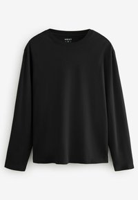 Zwart longsleeve t-shirt van zachte stof, met een ronde halslijn en een comfortabele pasvorm, zonder patronen of accenten.