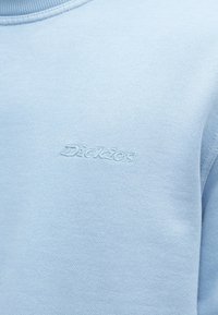 Ανοιχτό μπλε φούτερ με υφασμένο φινίρισμα. Φέρει κεντημένο λογότυπο "Dickies" στο στήθος. Κλασικός γιακάς τύπου crew neck.