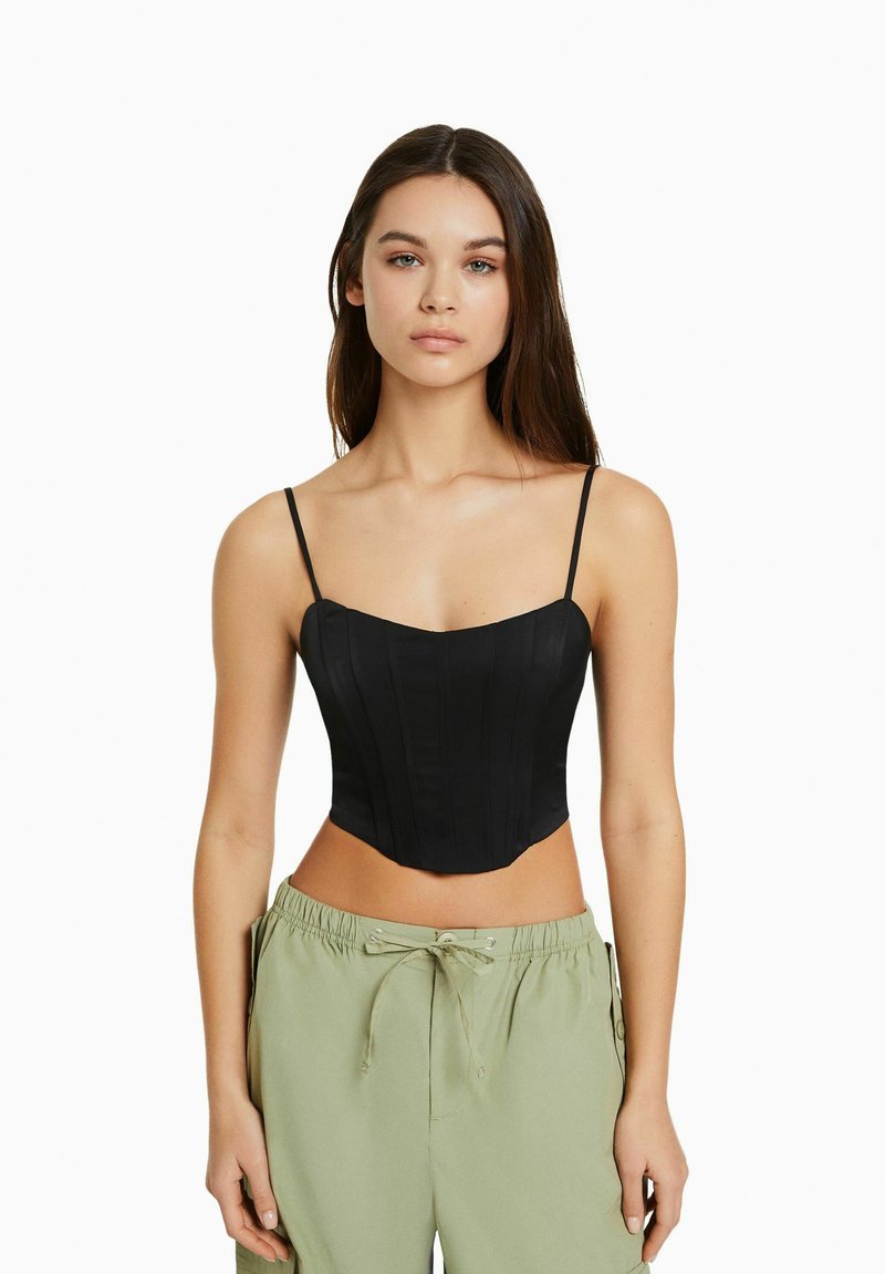 Bershka STRAPPY CORSET Top black Zalando.ie