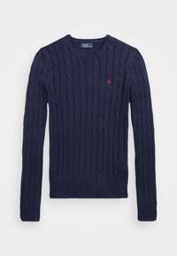 Cable Knit Cotton Crewneck Sweater - Pulóver - marine