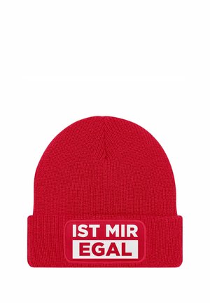 MIT PATCH SPRUCH IST MIR EGAL - Beanie - rot