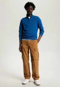 Tommy Hilfiger PIMA ZIP MOCK - Strickpullover - deep indigo