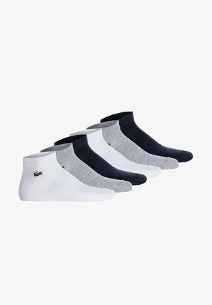 Set di sei calzini alla caviglia in bianco, grigio chiaro, grigio scuro e blu navy. Realizzati in una morbida miscela di cotone con bordo a coste. Presentano un piccolo logo.