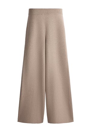 OYSHO, OPENWORK STRAIGHT-LEG KNIT TROUSERS - Pantalon classique - soft mink