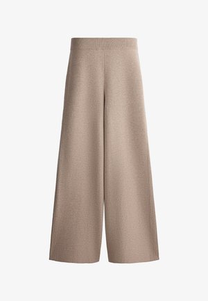 OYSHO, OPENWORK STRAIGHT-LEG KNIT TROUSERS - Pantalon classique - soft mink