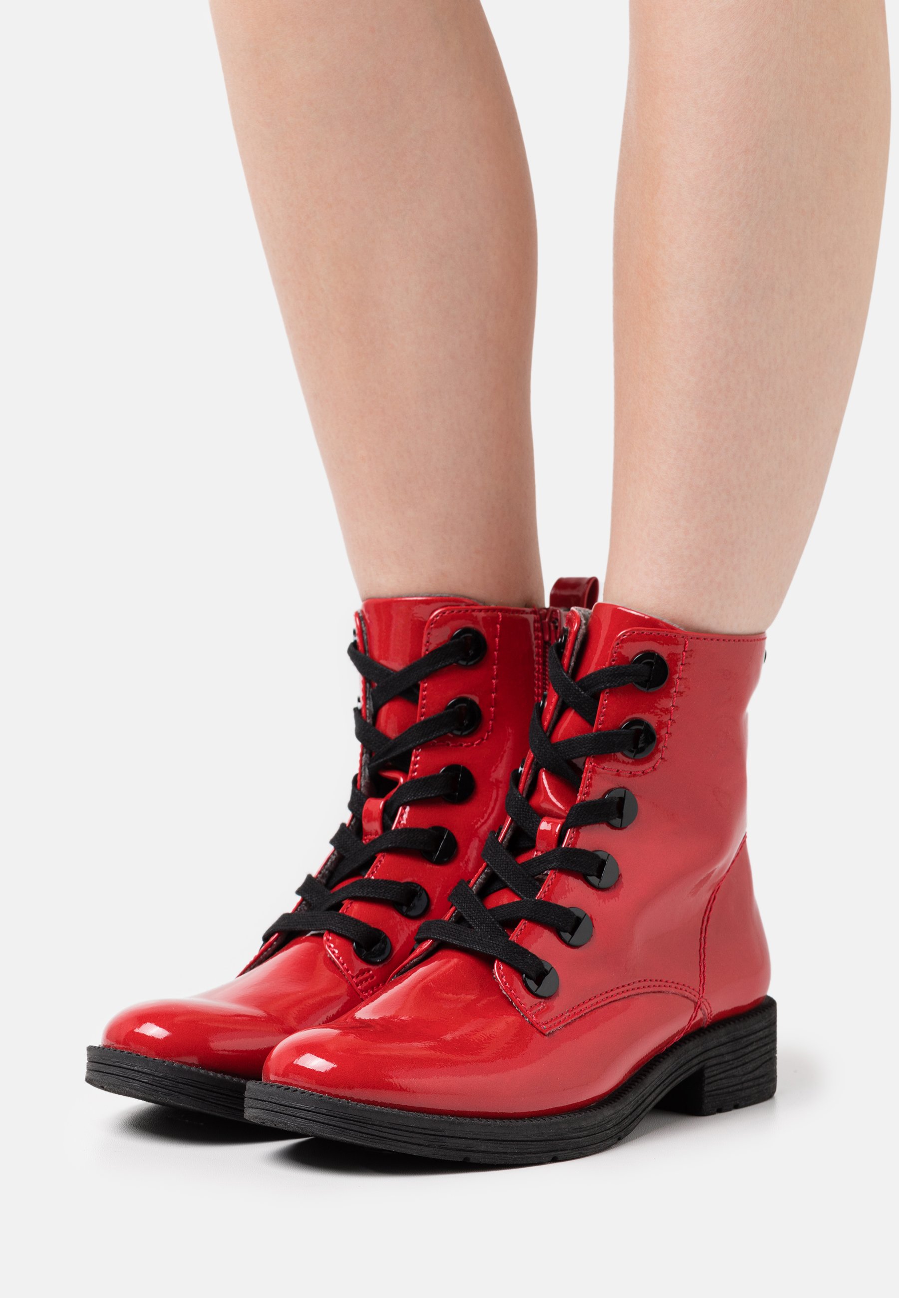 black combat boots red laces