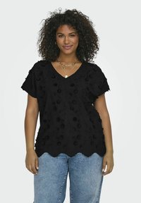 ONLY Carmakoma V-AUSSCHNITT CURVE  - Apdrukāts T-krekls - black