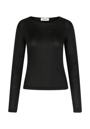 Must have pikkade varrukatega must tipp, mis on valmistatud kergest kangast, ümmarguse kaelusega ja keha külge istuva lõikega. Omab minimaalseid õmblusi ja pehmet tekstuuri.