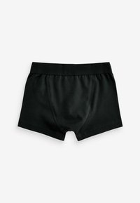 Svarta bomullshorts med mjuk midja, som har en tight passform, framöppning och slät yta. Enkelt design, inga mönster eller dekorationer.