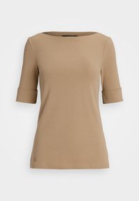 STRETCH COTTON BOATNECK TEE - T-shirt basic - light brown