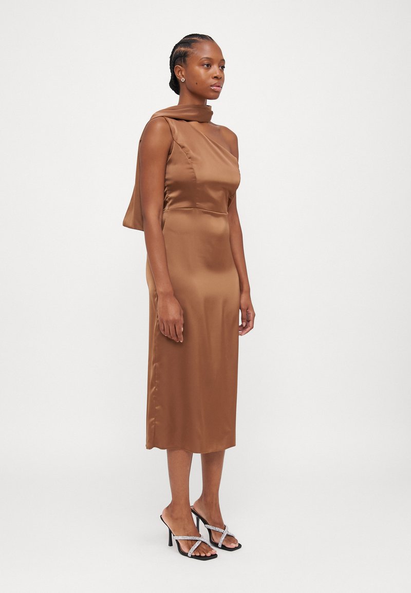 WAL G PETITE ROXXY SCARF DETAIL MIDI - Cocktail dress / Party dress - dark  brown/brown - Zalando.co.uk