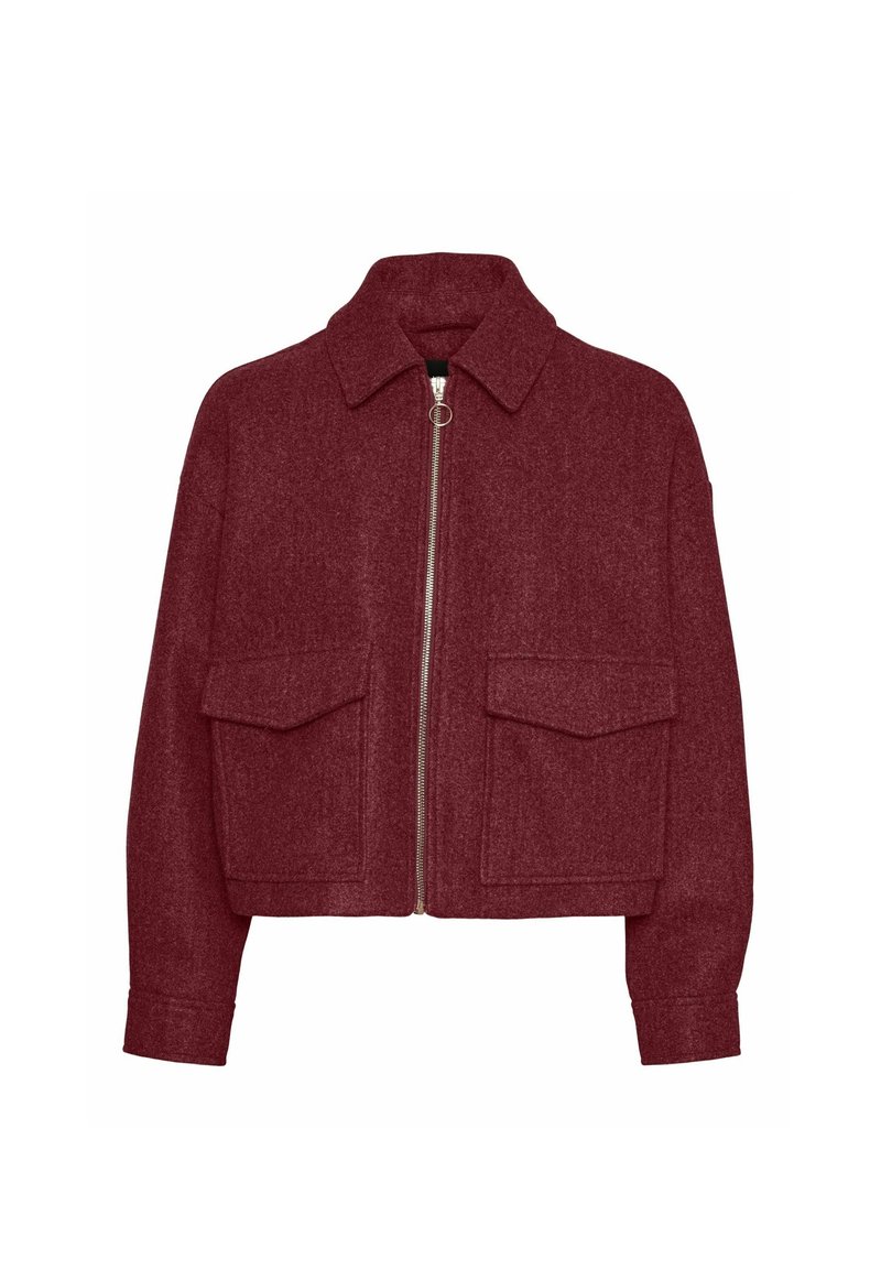 Veste Moto En Cuir Nubuck Fuchsia Rouge – Vero Moda Taille XS – Coupe Cintrée, Fermeture Zip – Neuf Avec Étiquettes