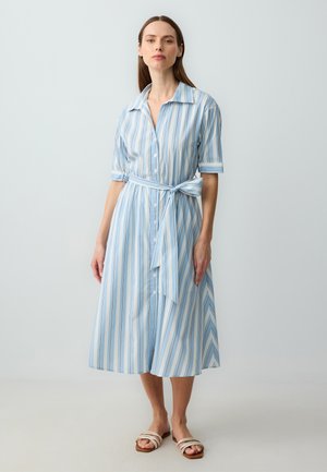 ELBOW SLEEVE STRIPED MIDI - Abito a camicia - blue