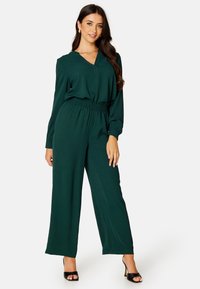 Bubbleroom SMOCK WAIST WIDE TROUSERS - Broek - dark green