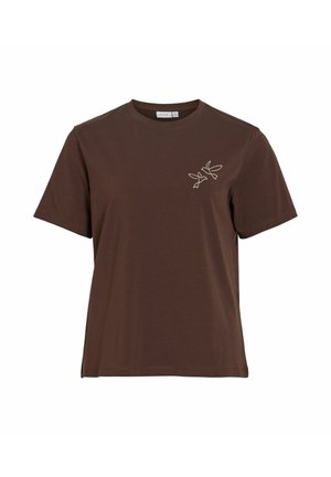 VILA, VINORA S/S T-SHIRT - NOOS - T-shirt imprimé - coffee bean