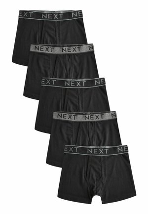 Sorte boxer-shorts med en grå elastisk talje, der har mærket "NEXT" trykt i sort. Blødt, strækbart stof med en tætsiddende design.