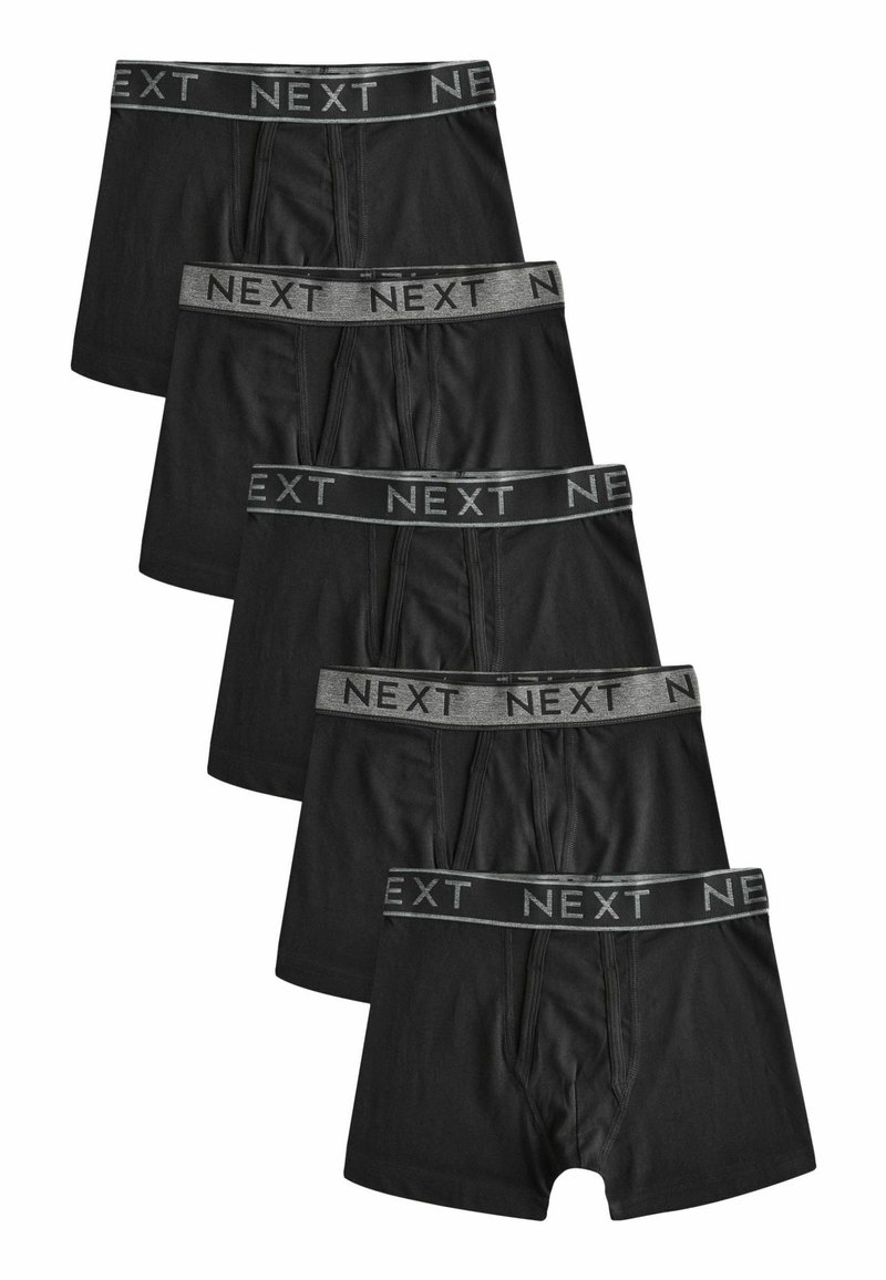 Zwarte boxershorts met een grijze elastische tailleband waarop het merk "NEXT" in het zwart is gedrukt. Zachte, rekbare stof met een aansluitend ontwerp.