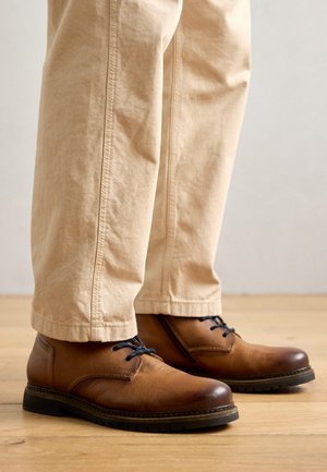 Lace-up ankle boots - cognac