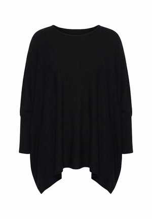 MIAMODA, STRICK-PONCHO, OVERSIZED, BREIT ÜBERSCHNITTENE SCHULTERN - Striktrøje - black